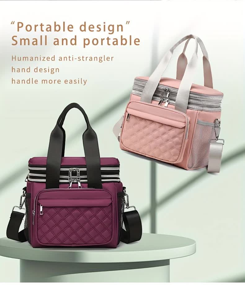 Large Capacity Travel Bag / Lunch Bag. Expandable 5cm, Multi-Compartment Storage, Hand/Shoulder Carry, Multi-Color Portable for Trips.black - Image 5