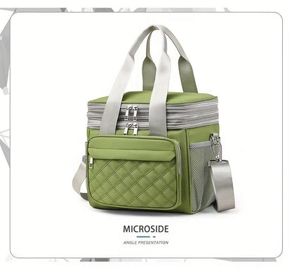 GREEN Large Capacity Travel Bag / Lunch Bag. Expandable 5cm, Multi-Compartment Storage, Hand/Shoulder Carry, Multi-Color Portable for Trips - Image 7