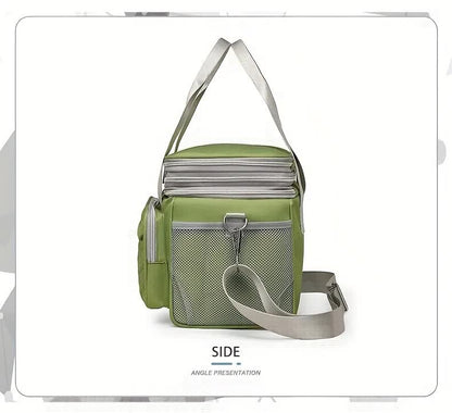 GREEN Large Capacity Travel Bag / Lunch Bag. Expandable 5cm, Multi-Compartment Storage, Hand/Shoulder Carry, Multi-Color Portable for Trips - Image 9