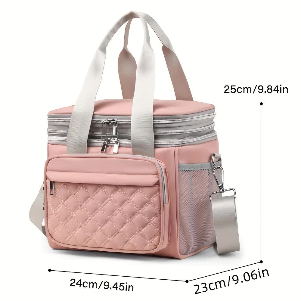 purple Large Capacity Travel Bag / Lunch Bag. Expandable 5cm, Multi-Compartment Storage, Hand/Shoulder Carry, Multi-Color Portable for Trips - Image 4