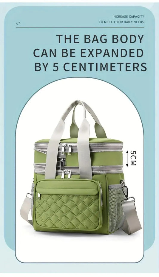 BLUE Large Capacity Travel Bag / Lunch Bag. Expandable 5cm, Multi-Compartment Storage, Hand/Shoulder Carry, Multi-Color Portable for Trips - Image 3