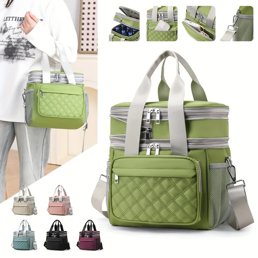 BLUE Large Capacity Travel Bag / Lunch Bag. Expandable 5cm, Multi-Compartment Storage, Hand/Shoulder Carry, Multi-Color Portable for Trips - Image 7