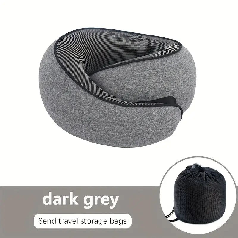 light grey Snail Airplane Neck Pillow – Travel pillow with soft supportive design, ideal for sleep, cars, trains, the office, and home use. Includes a washable pillowcase and portable cervical support pad with storage bag. - Image 7