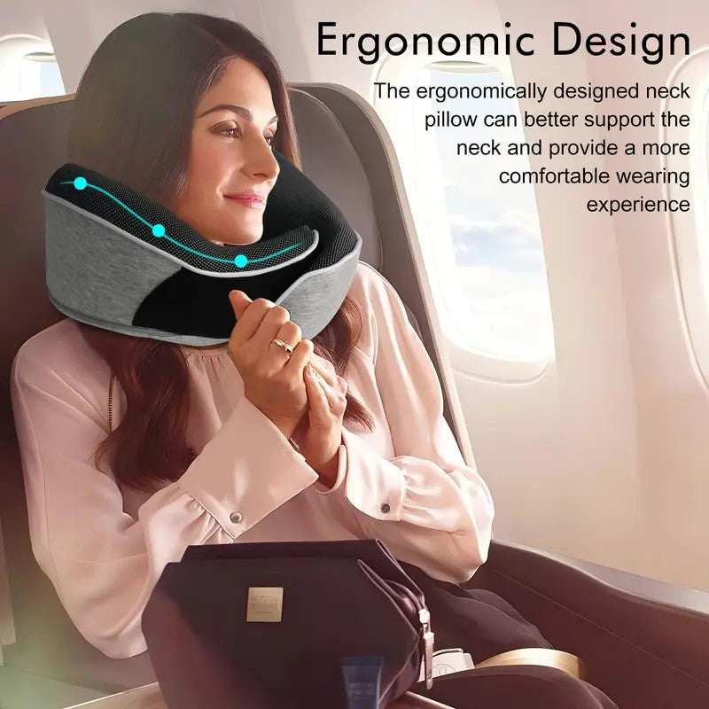 light grey Snail Airplane Neck Pillow – Travel pillow with soft supportive design, ideal for sleep, cars, trains, the office, and home use. Includes a washable pillowcase and portable cervical support pad with storage bag. - Image 9