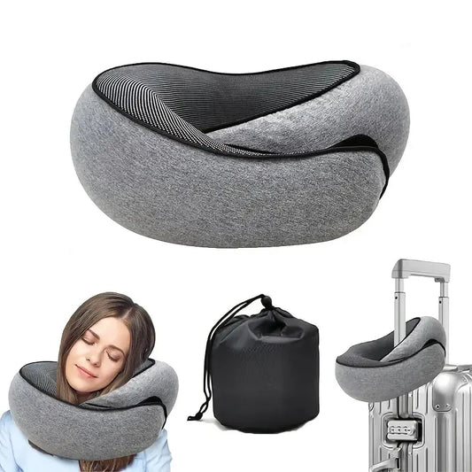 DARK GREY Snail Airplane Neck Pillow – Travel pillow with soft supportive design, ideal for sleep, cars, trains, the office, and home use. Includes a washable pillowcase and portable cervical support pad with storage bag. - Image 2