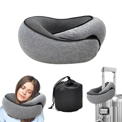 black Snail Airplane Neck Pillow – Travel pillow with soft supportive design, ideal for sleep, cars, trains, the office, and home use. Includes a washable pillowcase and portable cervical support pad with storage bag. - Image 2