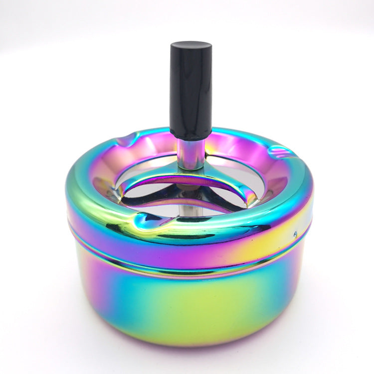 Creative Ashtray, Large Circular Metal Ashtray with Rotating Tray, Press-Type Design - Image 4