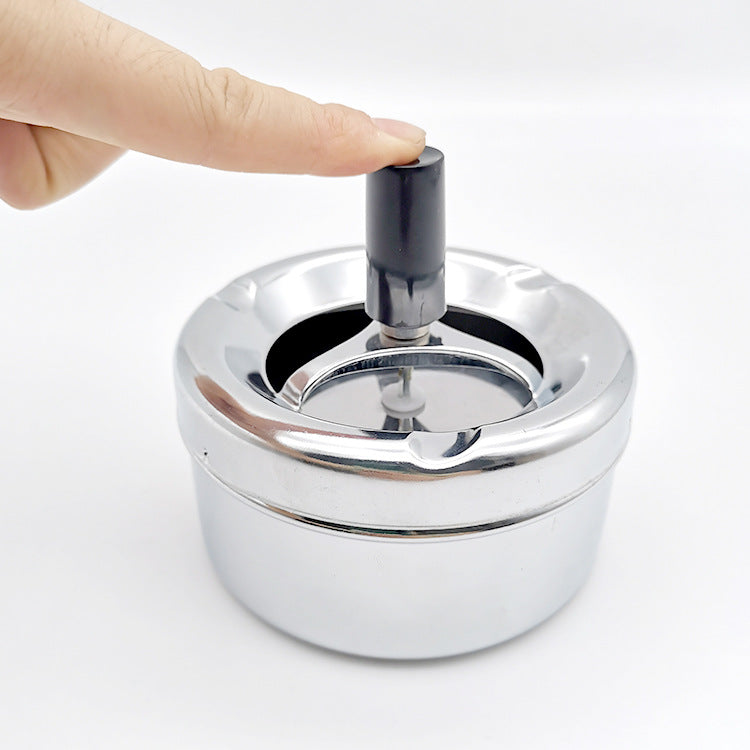 Creative Ashtray, Large Circular Metal Ashtray with Rotating Tray, Press-Type Design - Image 6