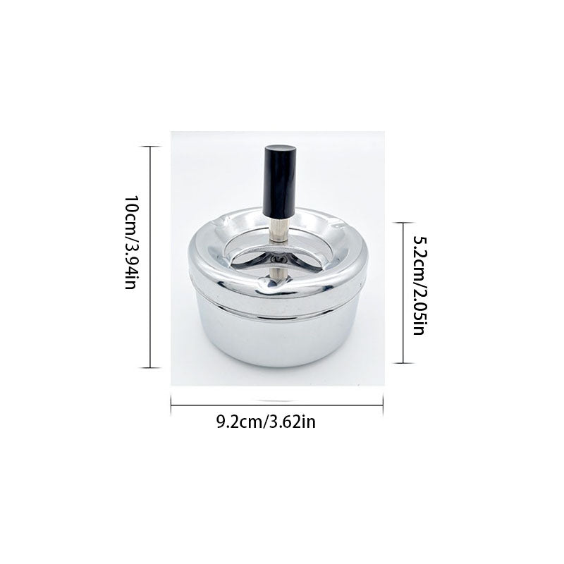 Creative Ashtray, Large Circular Metal Ashtray with Rotating Tray, Press-Type Design - Image 7