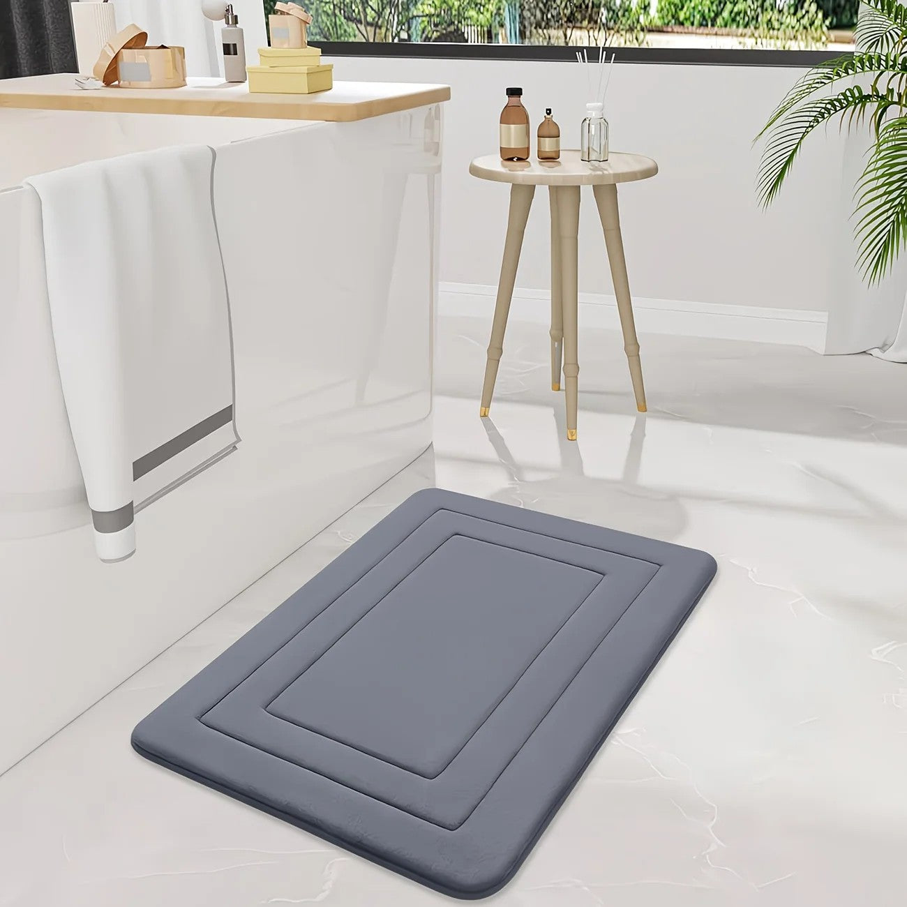 RED Geometric Pattern, Soft Lightweight Skin-Friendly, Bathroom Accessory, Toilet Anti-Slip Mat, Bathroom Mat, Machine Washable, Suitable for Shower Room, Bathroom Doorway, Bedroom Room Decoration, Modern Bath Mat, Durable Bathroom Floor Mat - Image 8