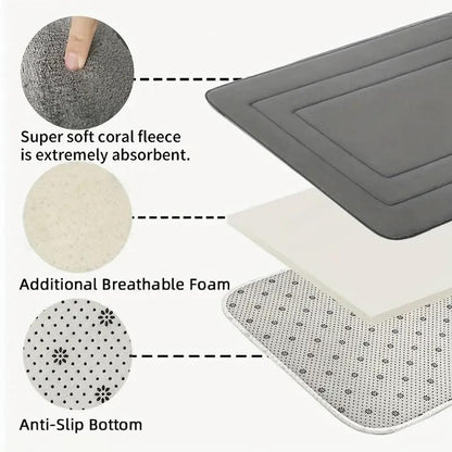 Grey  Geometric Pattern, Soft Lightweight Skin-Friendly, Bathroom Accessory, Toilet Anti-Slip Mat, Bathroom Mat, Machine Washable, Suitable for Shower Room, Bathroom Doorway, Bedroom Room Decoration, Modern Bath Mat, Durable Bathroom Floor Mat - Image 4