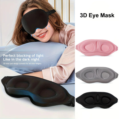 3PCS 3D Sleep Mask with Nose Rest, Designed for Side Sleepers, Total Blackout 3D Sleep Mask, Unisex, Night Eye Cover, Soft & Breathable Eye Mask, Zero-Pressure Relaxing Sleep Mask for Night Use (Black) - Image 3