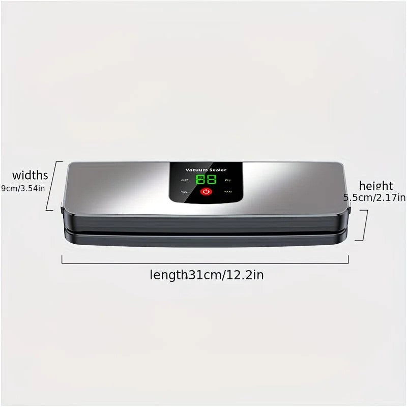 silver Rechargeable Vacuum Sealer with USB Port, designed for preserving food in both dry and wet environments, equipped with an LED screen, ideal for travel and camping. - Image 5
