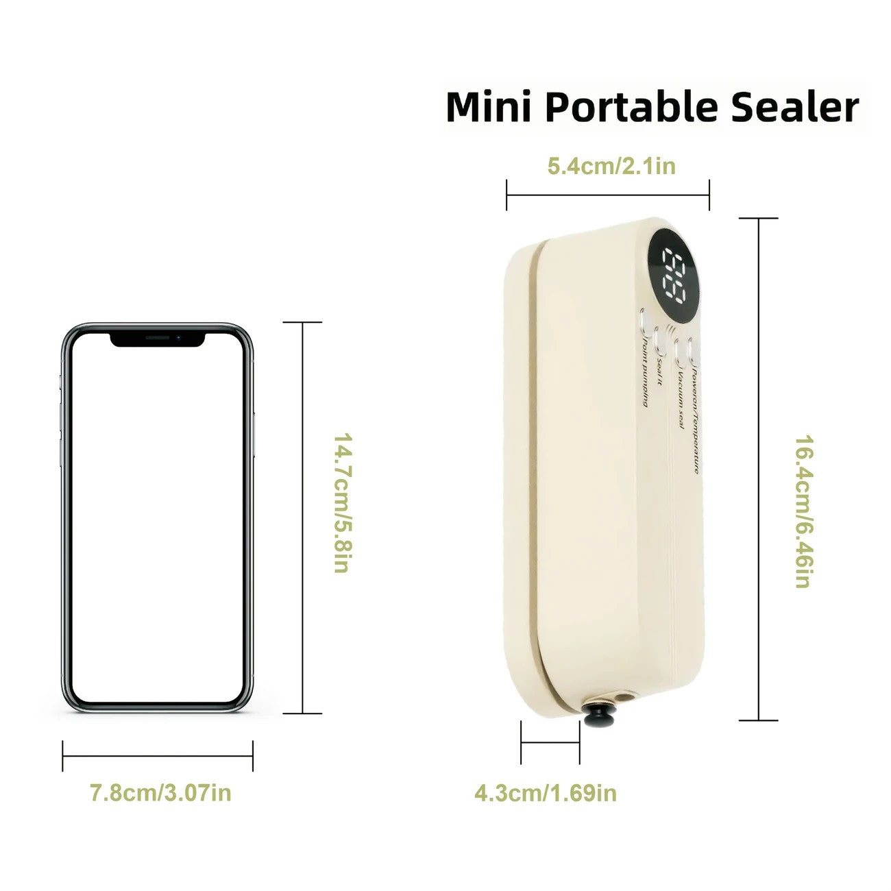 beige.USB Rechargeable Portable Vacuum Sealer, includes sealing bags and a rapid vacuum pump. Space-saving design, suitable for vacuum packing snacks, meat, fruits, and vegetables for food preservation. - Image 5