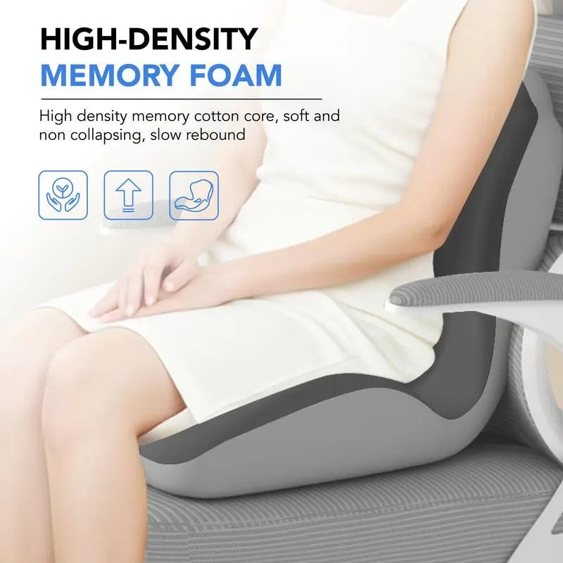 Ergonomic Memory Foam Seat Cushion provides comfortable lumbar and back support, suitable for office chairs and car seats. Reduces pressure and relieves back pain, lightweight and portable with moderate softness, a thoughtful gift for family and friends. - Image 3