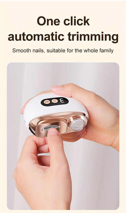 Smart Electric Nail Clipper 2-in-1 Polishing & Trimming Tool, USB rechargeable, with 500mAh lithium polymer battery, featuring anti-cut protection, grinding, and lighting functions. Ideal for nail care, filing, polishing, and shaping—white - Image 7