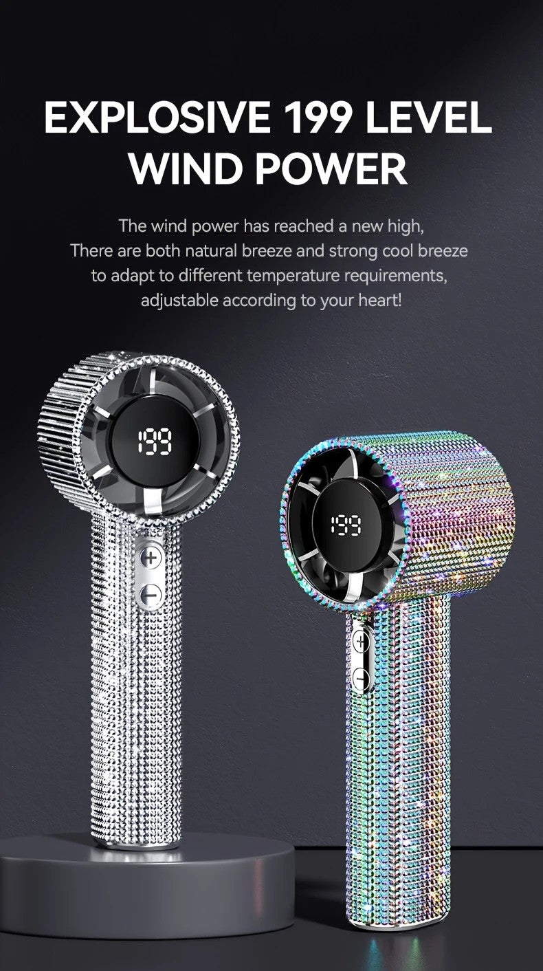 White Diamond /Diamond - style Handheld Mini Fan, Exquisite and Long - lasting Battery Life - Image 2