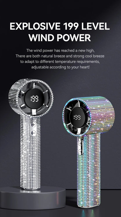 White Diamond /Diamond - style Handheld Mini Fan, Exquisite and Long - lasting Battery Life - Image 2