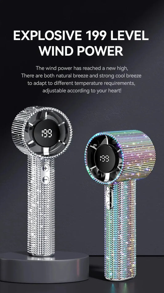White Diamond /Diamond - style Handheld Mini Fan, Exquisite and Long - lasting Battery Life - Image 2