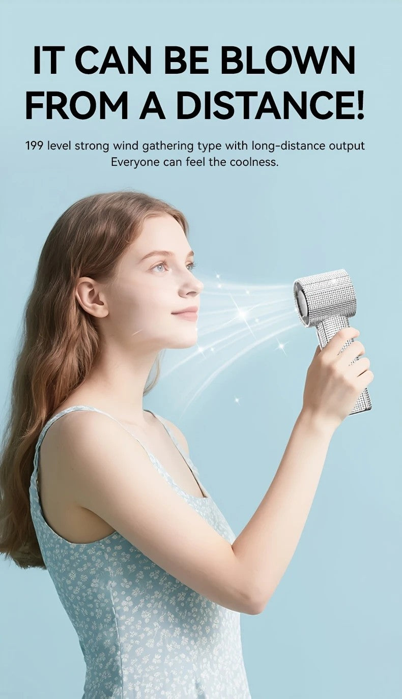 Colored diamond/Diamond - style Handheld Mini Fan, Exquisite and Long - lasting Battery Life - Image 3