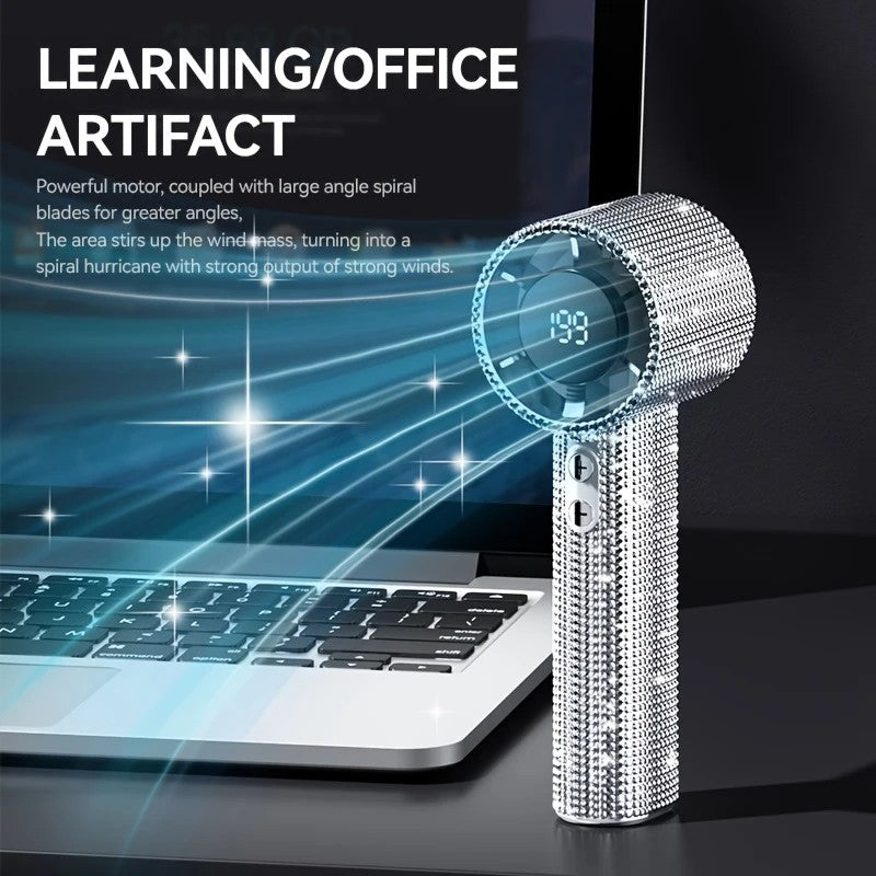 Colored diamond/Diamond - style Handheld Mini Fan, Exquisite and Long - lasting Battery Life - Image 7