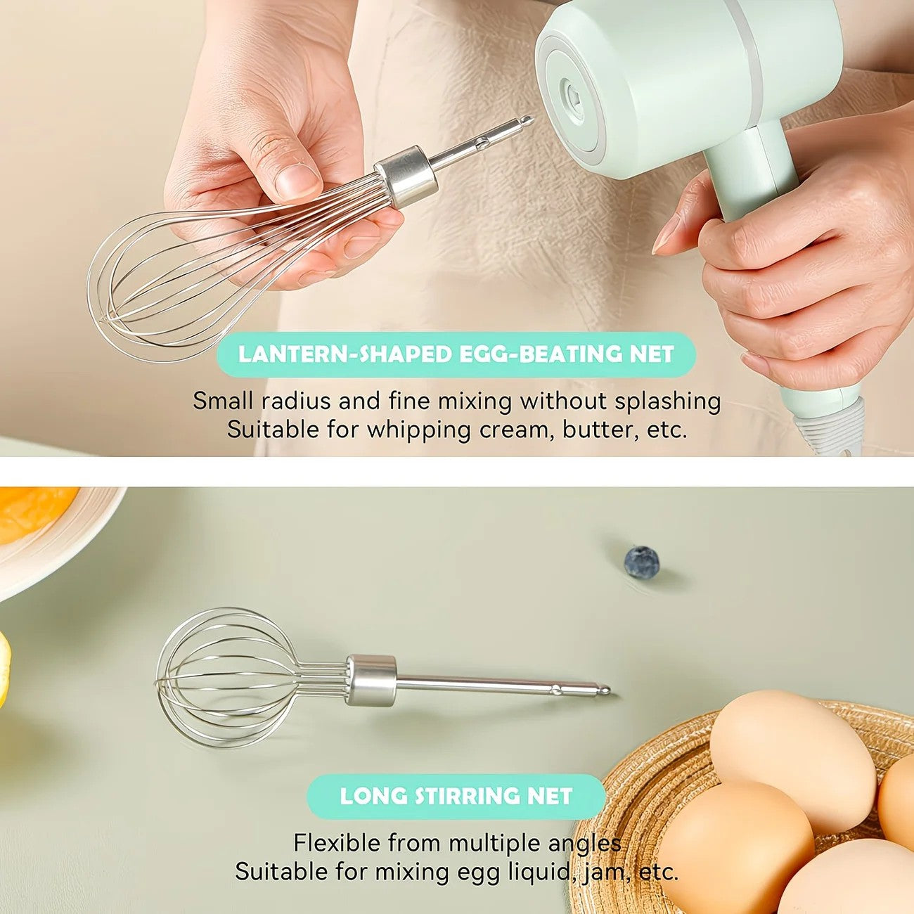 Pink  Wireless charging handheld mixer, 30W with three-speed settings. Dual whisk heads designed for whipping eggs, cream, and batter. Suitable for both kitchen and outdoor use, also an ideal gift. - Image 5