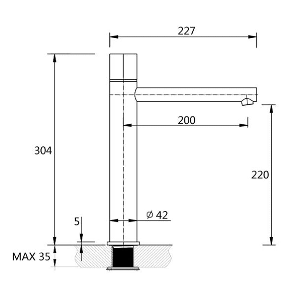 WELS 6L/min Tall Basin Mixer Vanity Sink Bubble Faucet Tap Laundry Chrome Round - Image 6