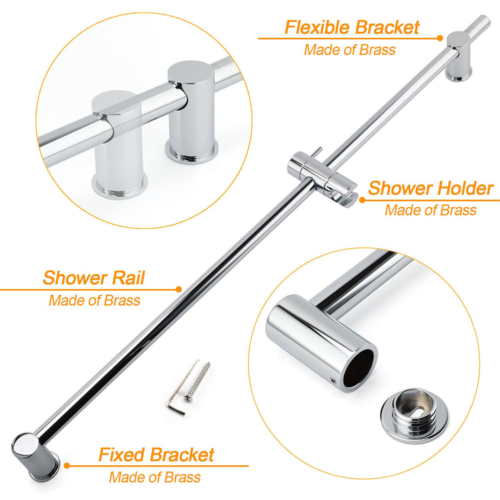 Strong Brass Chrome Round 850mm Long Sliding Rail Bar Holder For Handheld Shower - Image 3