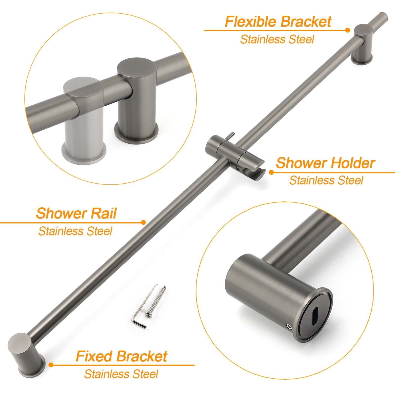 Gun Metal Grey Brass 850mm Long Sliding Rail Bar Swivel Handheld Shower Holder Bracket - Image 3