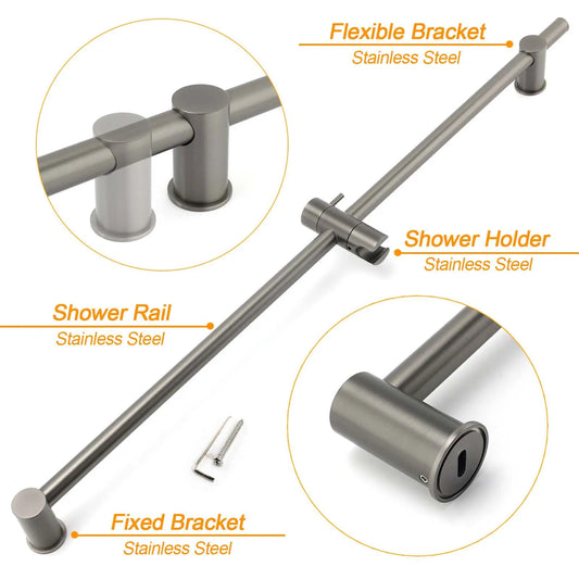 Gun Metal Grey Brass 850mm Long Sliding Rail Bar Swivel Handheld Shower Holder Bracket - Image 3
