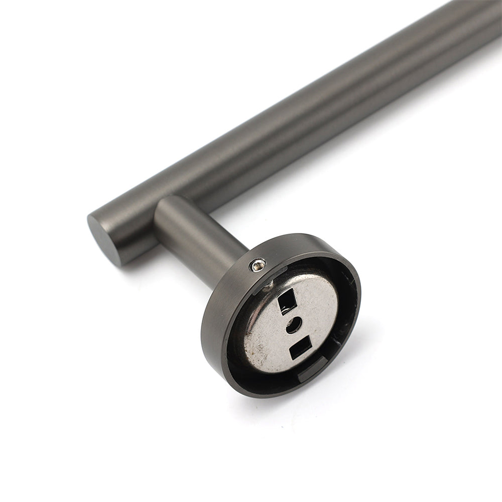 Gun Metal Stainless Steel 600mm Single Towel Rack Rail Holder Round Hanger Bar - Image 4
