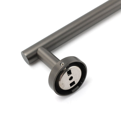 Gun Metal Stainless Steel 600mm Single Towel Rack Rail Holder Round Hanger Bar - Image 4