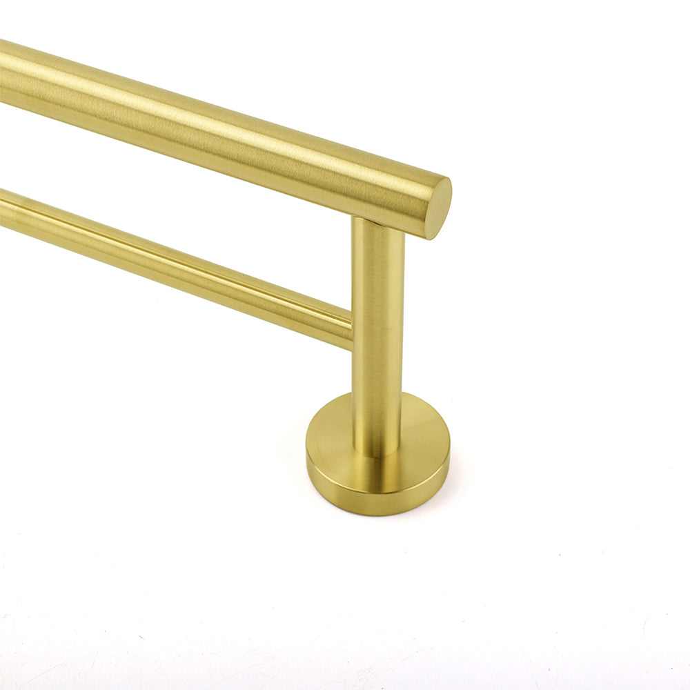 Brushed Gold 600mm Long Double Towel Rack Rail Holder Bar Round Stainless Steel - Image 3