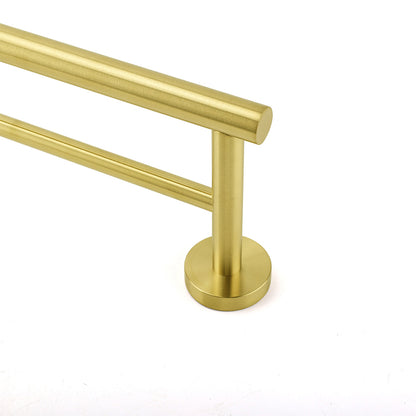Brushed Gold 600mm Long Double Towel Rack Rail Holder Bar Round Stainless Steel - Image 3