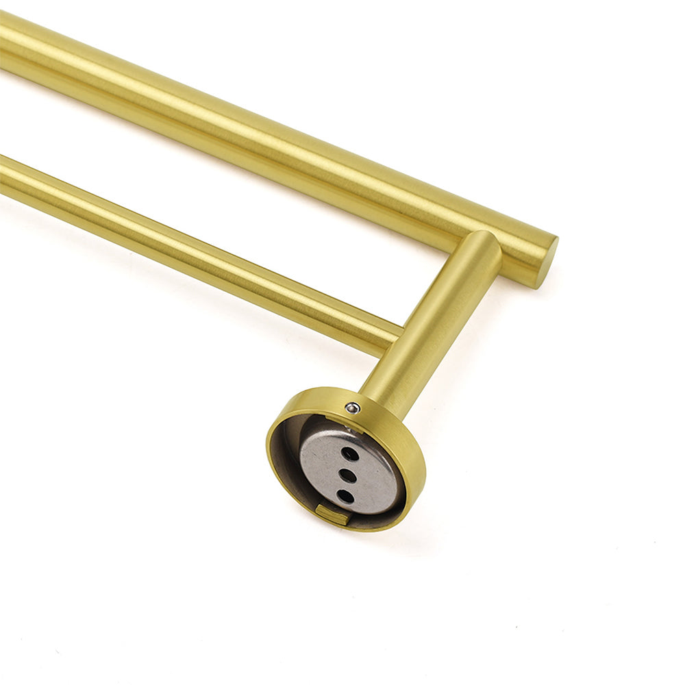 Brushed Gold 600mm Long Double Towel Rack Rail Holder Bar Round Stainless Steel - Image 4