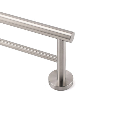 Brushed Nickel 750mm Double Towel Rack Rail Holder Round Hanger Bar Wall Mounted - Image 3