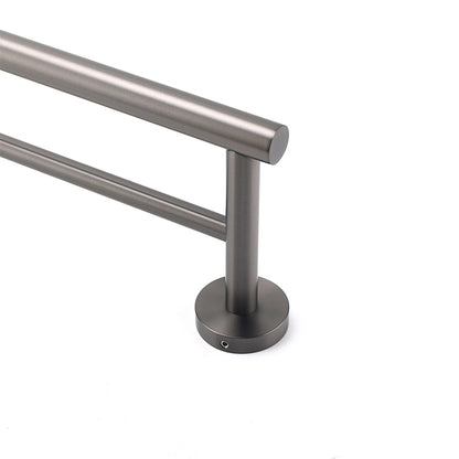 Gun Metal Stainless Steel 750mm Double Towel Rack Rail Holder Round Hanger Bar - Image 3