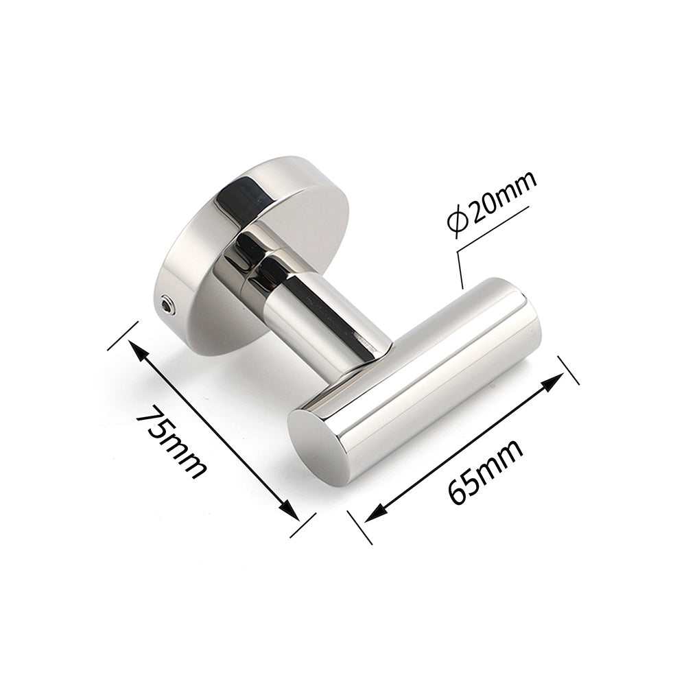 Chrome Round Robe Hook Hanger Organizer Bathroom Stainless Steel Accessory Kit - Image 3