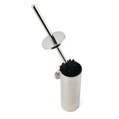 Polished Chrome Silver Round Toilet Brush Wall Mount Holder Cup Stainless Steel - Image 2