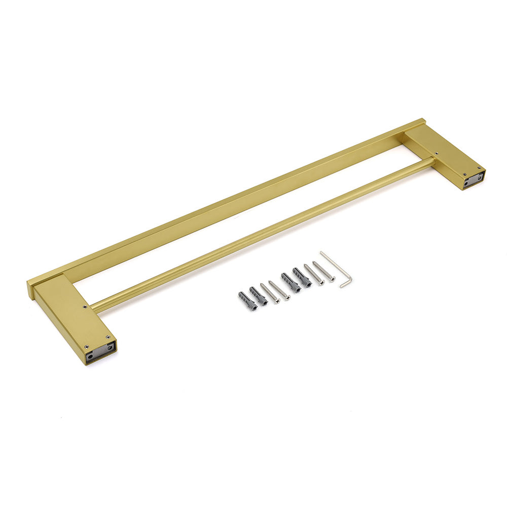 Square SUS Double Towel Rail Rack 600mm Brushed Gold Hanger Holder Bar Bathroom - Image 4
