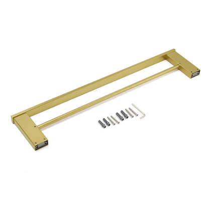 Square SUS Double Towel Rail Rack 600mm Brushed Gold Hanger Holder Bar Bathroom - Image 4