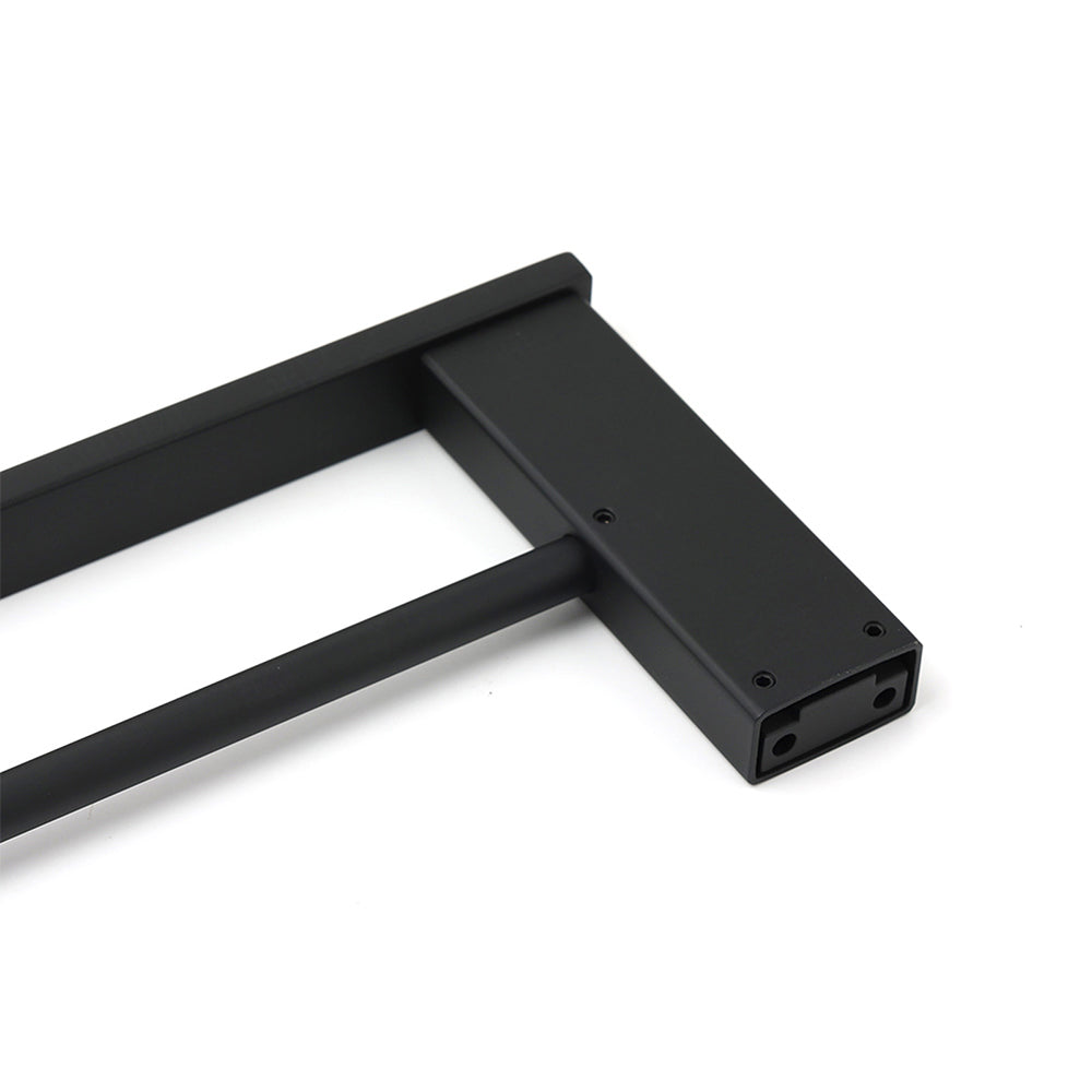 Matt Black Cubic Square 600mm Double Towel Rail Rack Hanger Holder Bar Wall Kit - Image 3
