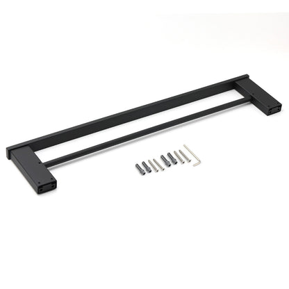 Matt Black Cubic Square 600mm Double Towel Rail Rack Hanger Holder Bar Wall Kit - Image 4
