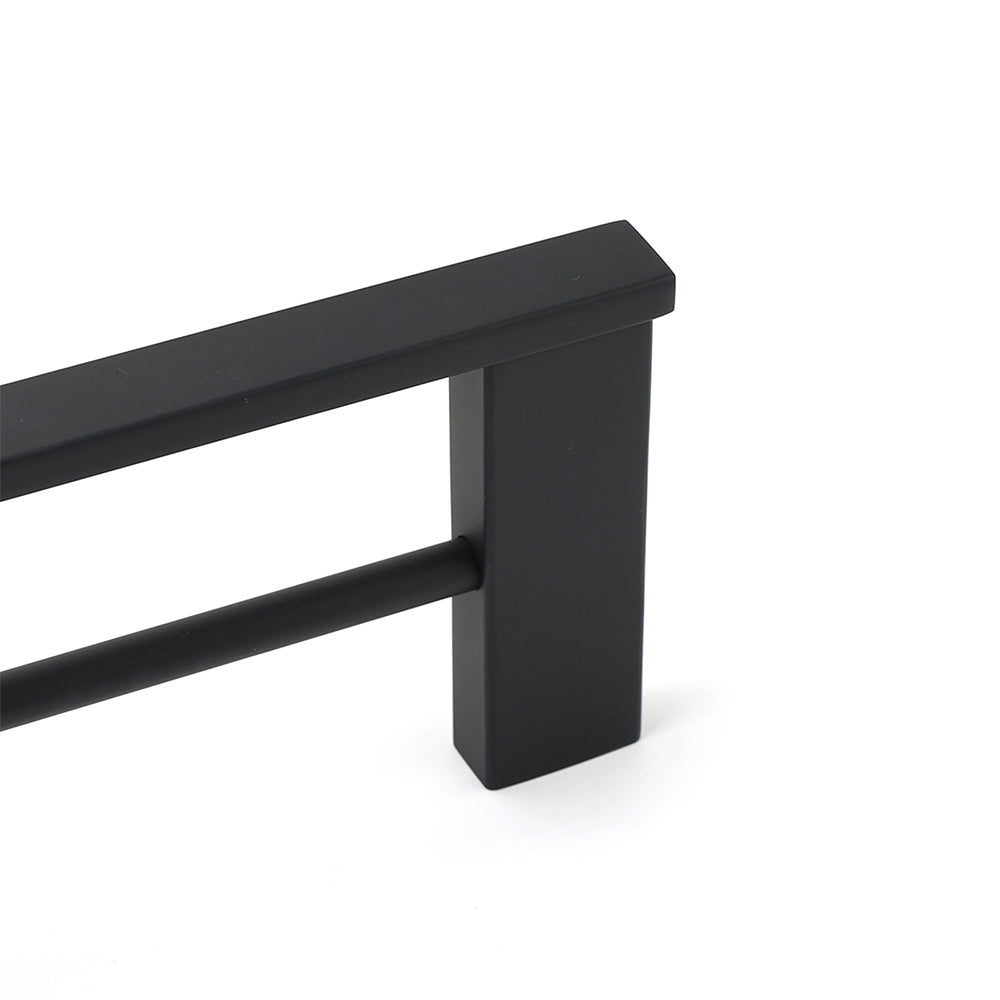 Matt Black Cubic Square 600mm Double Towel Rail Rack Hanger Holder Bar Wall Kit - Image 5
