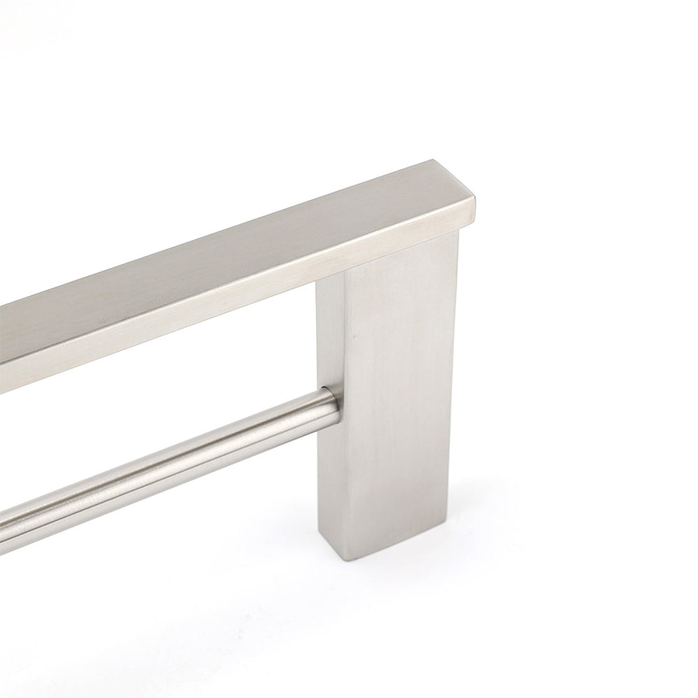 Brushed Nickel Square Towel Rail Rack 600mm Double Hanger Holder Bar Bathroom - Image 3