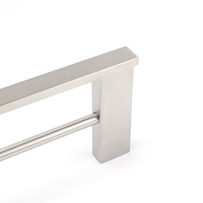 Brushed Nickel Square Towel Rail Rack 600mm Double Hanger Holder Bar Bathroom - Image 3