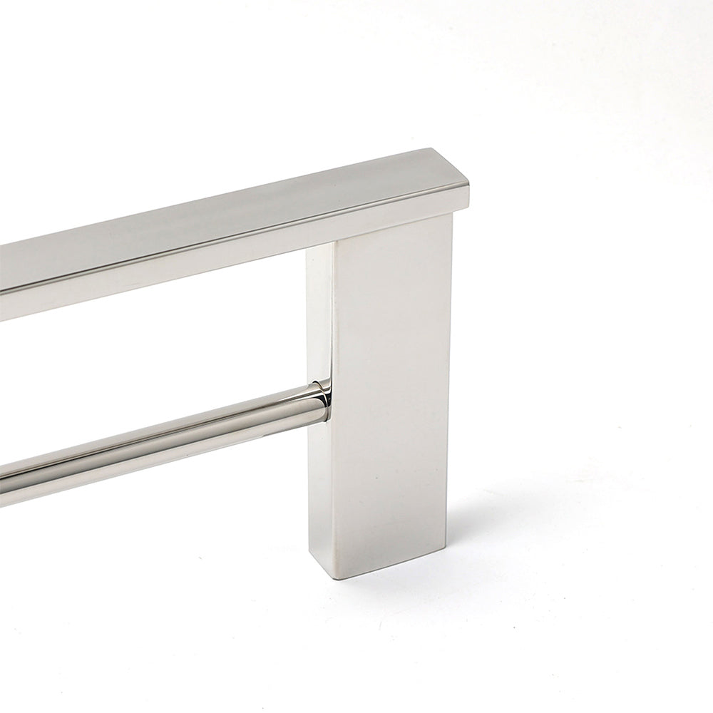 Bathroom Polish Chrome Square Towel Rail Rack 600mm Double Hanger Holder Bar - Image 3