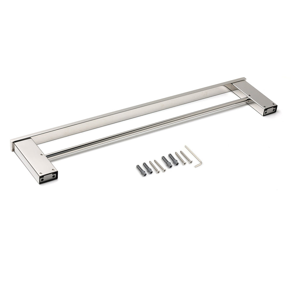 Bathroom Polish Chrome Square Towel Rail Rack 600mm Double Hanger Holder Bar - Image 5