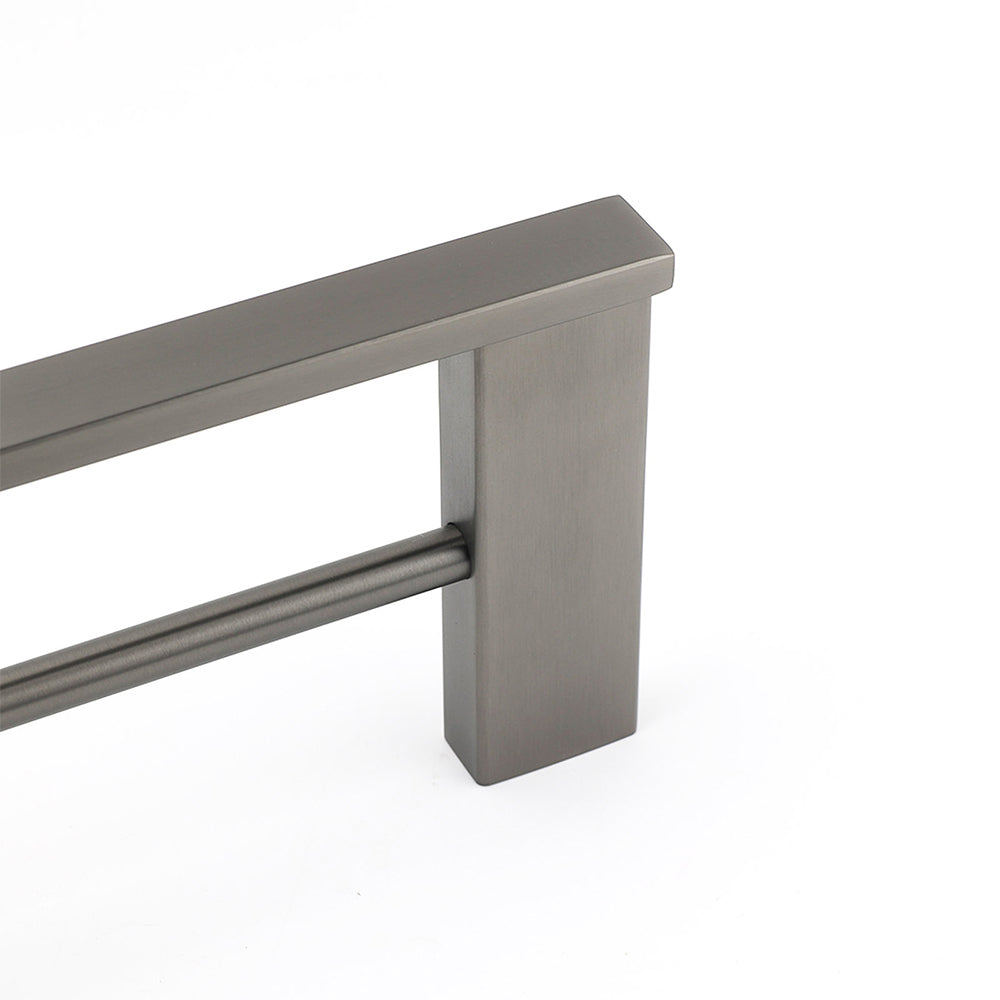 Gun Metal Grey Square Strong Towel Rail Rack 600mm Double Hanger Holder Bar Kit - Image 3