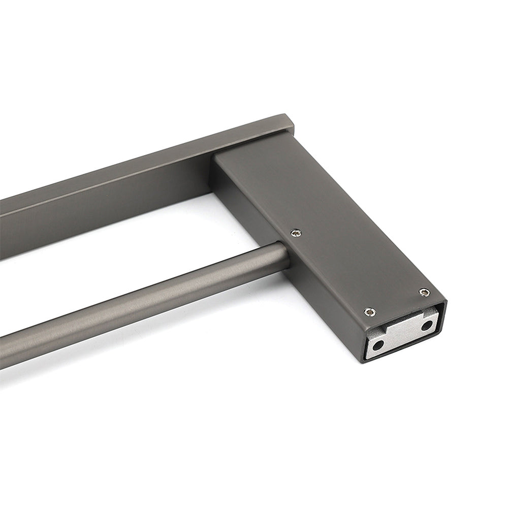 Gun Metal Grey Square Strong Towel Rail Rack 600mm Double Hanger Holder Bar Kit - Image 4